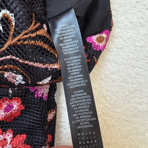 White House black market black floral embroidered sleeveless sheath dress, sz 8 - Picture 8 of 10